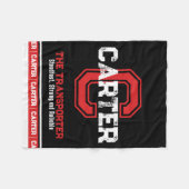 Carter Name bedeutet Sportmonogramm schwarz rot Fleecedecke (Vorderseite (Horizontal))
