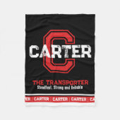 Carter Name bedeutet Sportmonogramm schwarz rot Fleecedecke (Vorderseite)