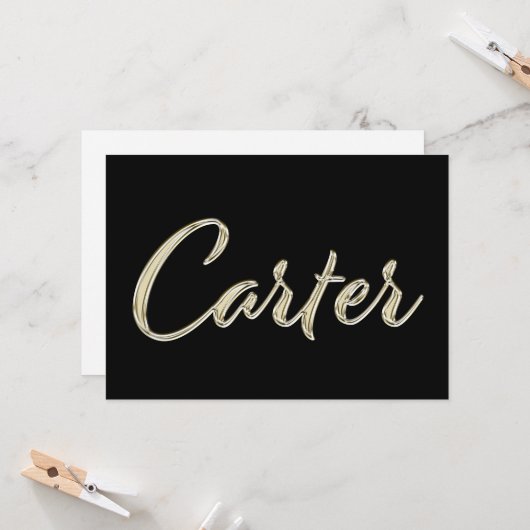 Carter Name white gold Handwriting Karte (Vorderseite/Rückseite Beispiel)