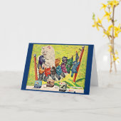 Carter’s Ink ad mama cat and kittens der 40er Jahr Karte (Gelbe Blume)