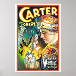 Carter The Great, 1927. Vintage Zauberer Poster