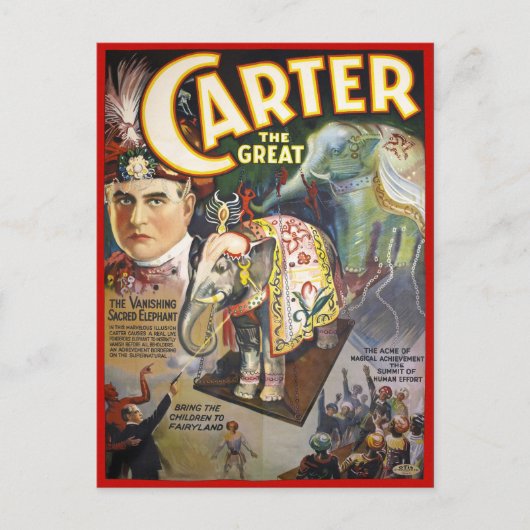 Carter the Great wiederhergestellte Vintag Magicia Postkarte (Vorderseite)
