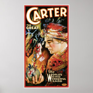 Carter The Great ~ Wizard Vintag Magic Act Poster