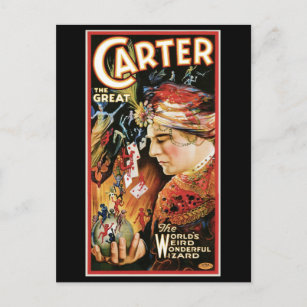 Carter The Great ~ Wizard Vintag Magic Act Postkarte