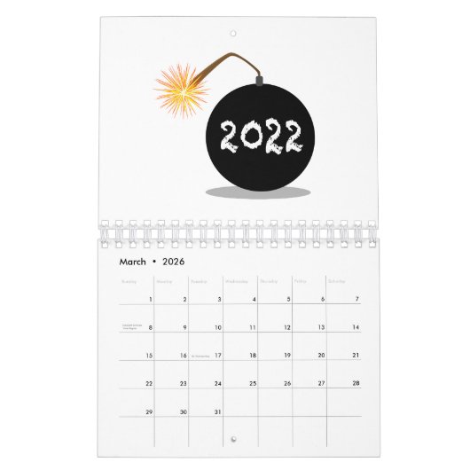 Cartoon 2022 New Years Bomb Kalender (Mär 2026)