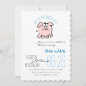 Cartoon 2 Schweinegrippe Eier und Ingwer Party Bab Einladung (Vorderseite)