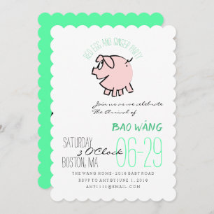 Cartoon 3 Schweinegrippe Eier und Ingwer Party Bab Einladung
