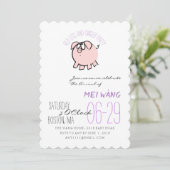 Cartoon 4 Schweinegrippe Eier und Ingwer Party Bab Einladung (Stehend Vorderseite)