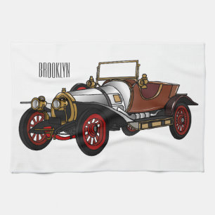 Cartoon-Abbildung 1920 des klassischen Autos Geschirrtuch