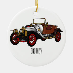 Cartoon-Abbildung 1920 des klassischen Autos Keramik Ornament