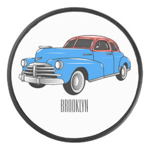 Cartoon-Abbildung 1948 des klassischen Autos Eishockey Puck