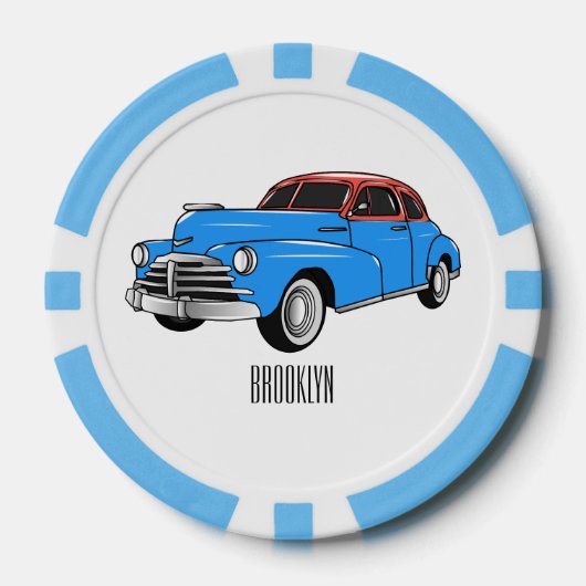 Cartoon-Abbildung 1948 des klassischen Autos Pokerchips (Vorderseite)