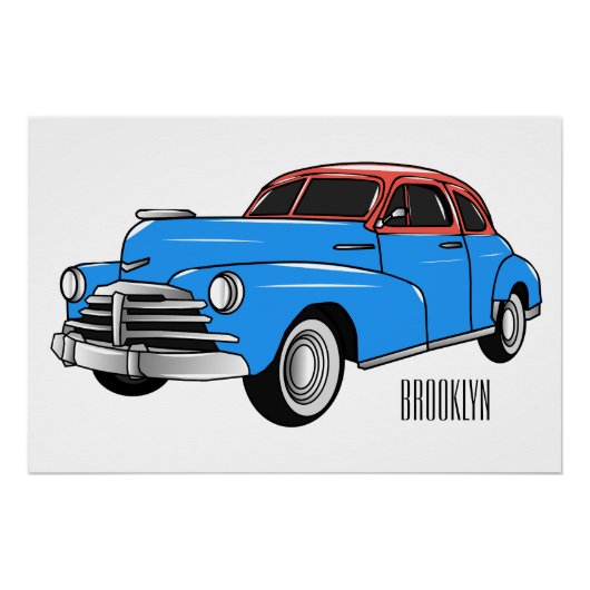 Cartoon-Abbildung 1948 des klassischen Autos Poster (Vorderseite)