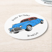 Cartoon-Abbildung 1948 des klassischen Autos Runder Pappuntersetzer (Angewinkelt)