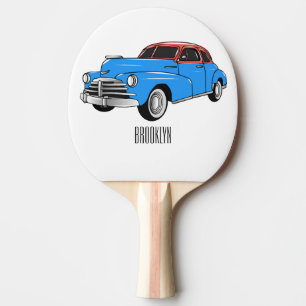 Cartoon-Abbildung 1948 des klassischen Autos Tischtennis Schläger