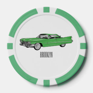 Cartoon-Abbildung 1959 des klassischen Autos Pokerchips