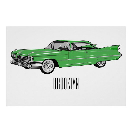 Cartoon-Abbildung 1959 des klassischen Autos Poster (Vorderseite)