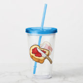 Cartoon-Abbildung Brot und Konfitüre Acryltrinkbecher (Rückseite)