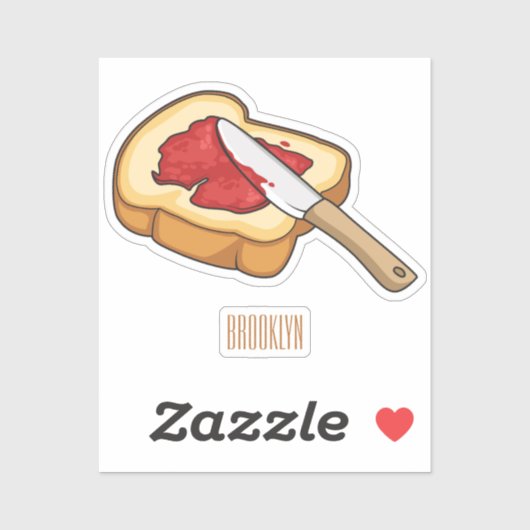 Cartoon-Abbildung Brot und Konfitüre Aufkleber (Blatt)