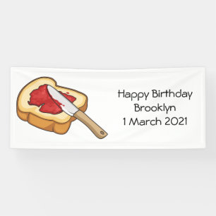 Cartoon-Abbildung Brot und Konfitüre Banner