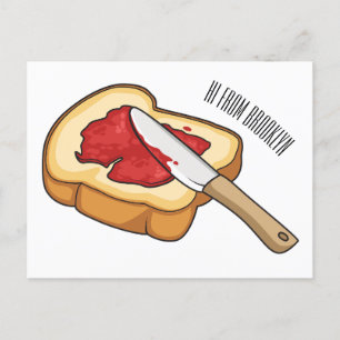 Cartoon-Abbildung Brot und Konfitüre Postkarte