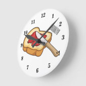 Cartoon-Abbildung Brot und Konfitüre Runde Wanduhr (Winkel)