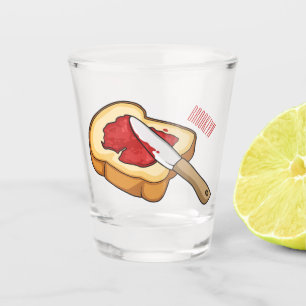Cartoon-Abbildung Brot und Konfitüre Schnapsglas