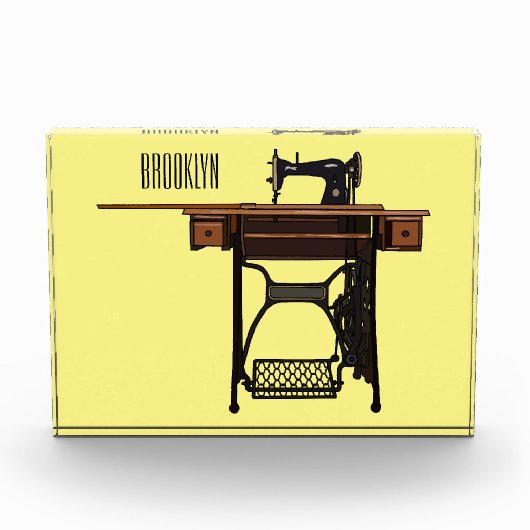 Cartoon-Abbildung der Nähmaschine Fotoblock (Vorderseite)