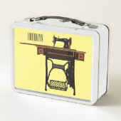 Cartoon-Abbildung der Nähmaschine Metall Brotdose (Rückseite)