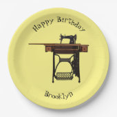 Cartoon-Abbildung der Nähmaschine Pappteller (Vorderseite)