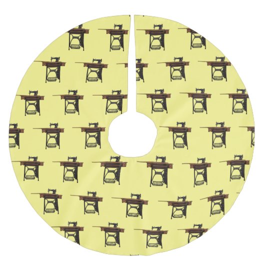 Cartoon-Abbildung der Nähmaschine Polyester Weihnachtsbaumdecke (Vorderseite)