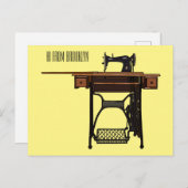 Cartoon-Abbildung der Nähmaschine Postkarte (Vorne/Hinten)