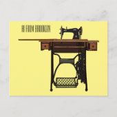 Cartoon-Abbildung der Nähmaschine Postkarte (Vorderseite)