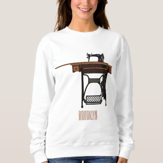 Cartoon-Abbildung der Nähmaschine Sweatshirt (Vorderseite)