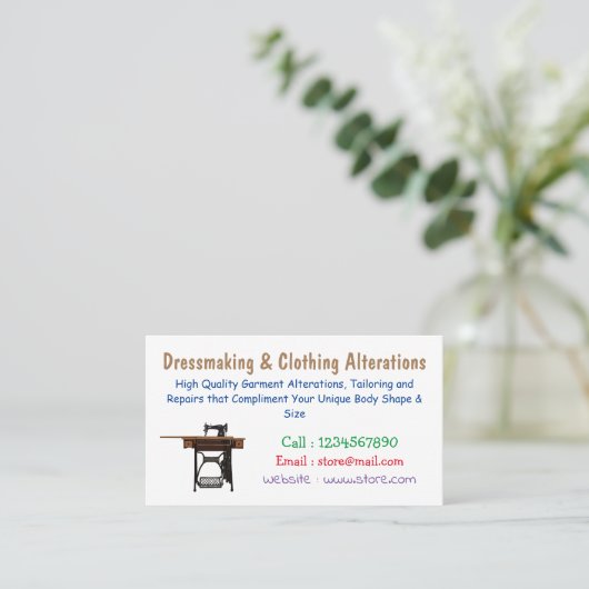 Cartoon-Abbildung der Nähmaschine Visitenkarte (Stehend Vorderseite)