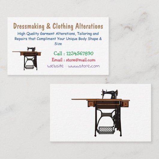 Cartoon-Abbildung der Nähmaschine Visitenkarte (Vorne/Hinten)
