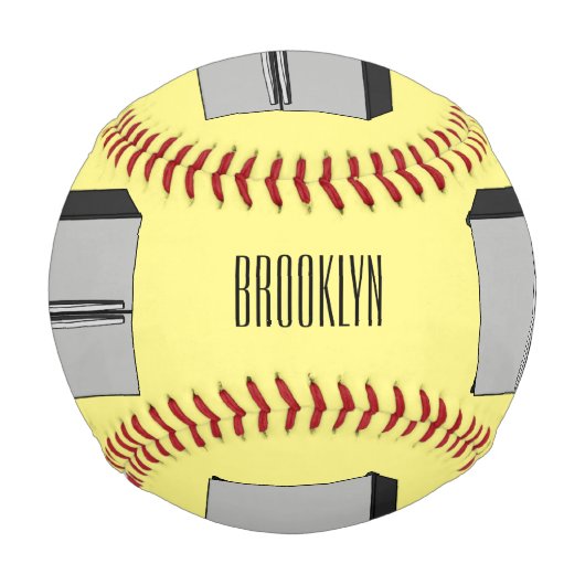 Cartoon-Abbildung des Kühlschranks Baseball (Rückseite)