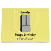 Cartoon-Abbildung des Kühlschranks Große Geschenktüte (Vorderseite)