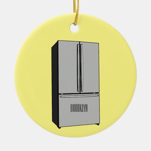 Cartoon-Abbildung des Kühlschranks Keramik Ornament (Vorne)