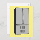 Cartoon-Abbildung des Kühlschranks Postkarte (Vorne/Hinten)