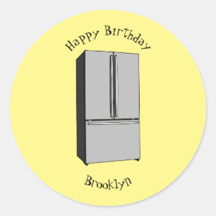 Cartoon-Abbildung des Kühlschranks Runder Aufkleber