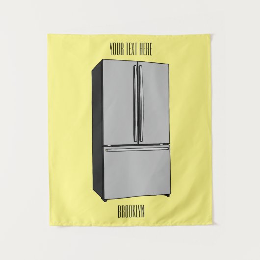 Cartoon-Abbildung des Kühlschranks Wandteppich (Vorderseite)