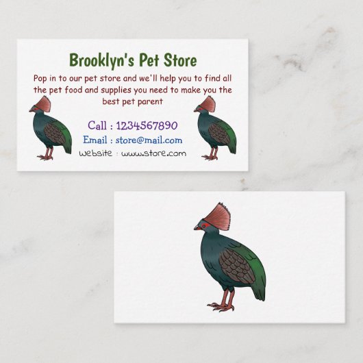 Cartoon-Abbildung eines gezapften Partridge Visitenkarte (Vorne/Hinten)