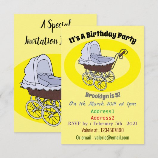 Cartoon-Abbildung Einladung (Vorne/Hinten)