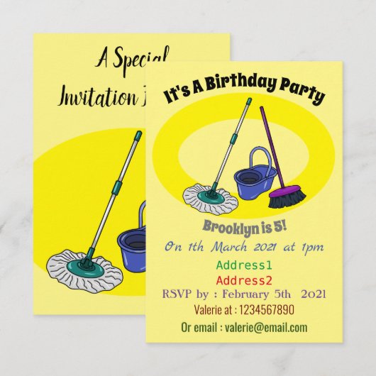 Cartoon-Abbildung Einladung (Vorne/Hinten)