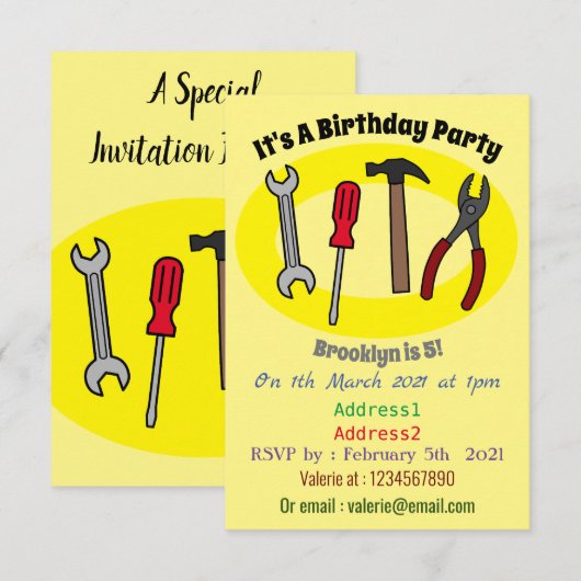 Cartoon-Abbildung Einladung (Vorne/Hinten)