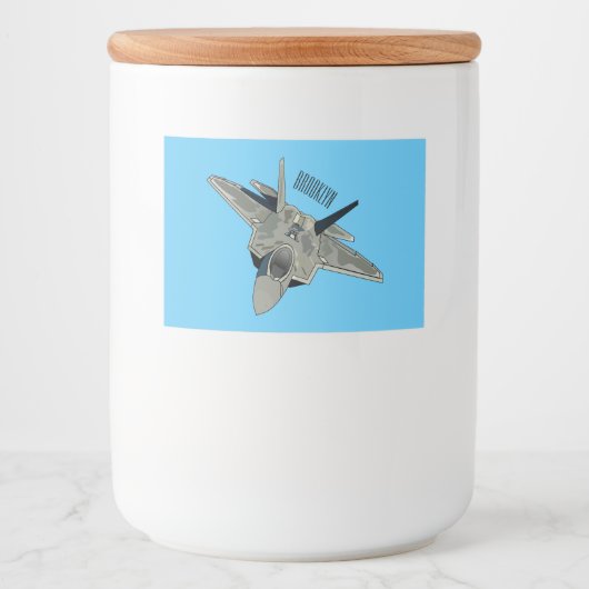 Cartoon-Abbildung für Kampfflugzeuge Lebensmitteletikett (Vorderseite)