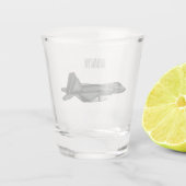 Cartoon-Abbildung für Kampfflugzeuge Schnapsglas (Rückseite)