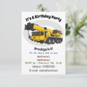 Cartoon-Abbildung für Kranwagen Einladung (Stehend Vorderseite)