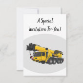 Cartoon-Abbildung für Kranwagen Einladung (Rückseite)